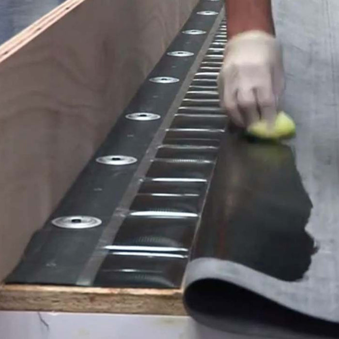 An image of Flexiproof Pressure Sensitive RUSS Strip being fitted with HP Fastener Plates