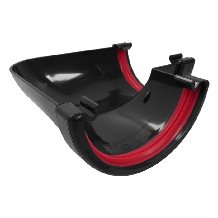 An image of a FreeFoam Freeflow Half Round 90 Degree Corner Angle in Black with red seals
