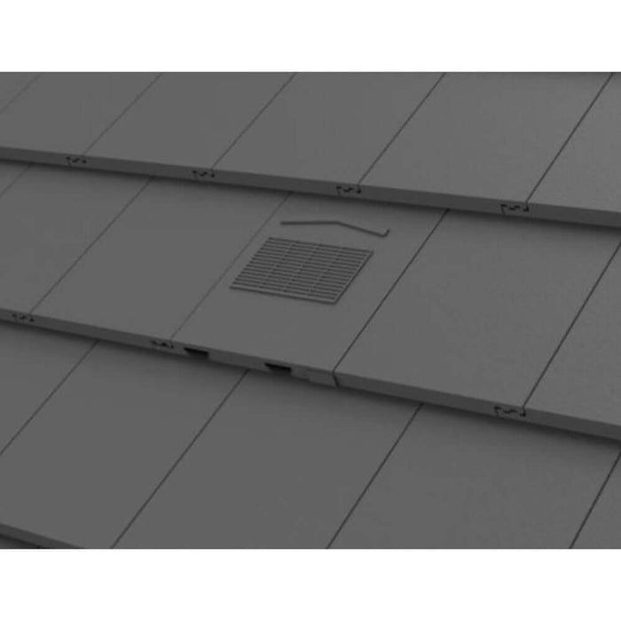 An image of a non-profile Tile Vent in Grey on a roof to show the finish.