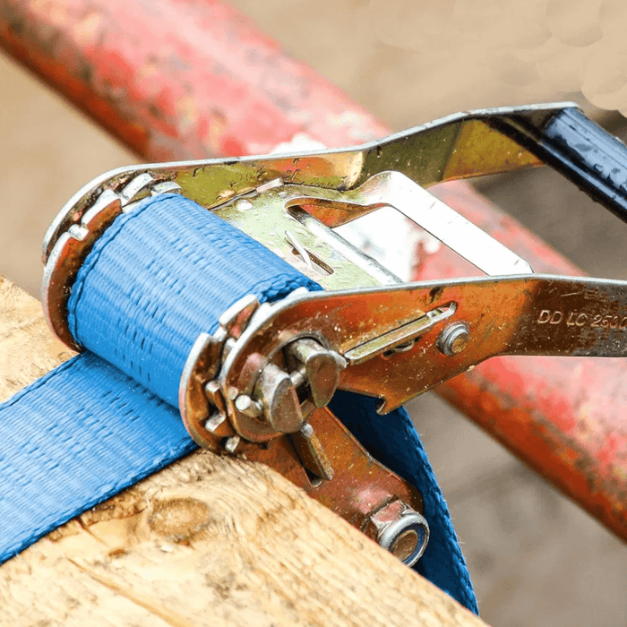 An image of a Ratchet Strap  close up that shows the mechanisms