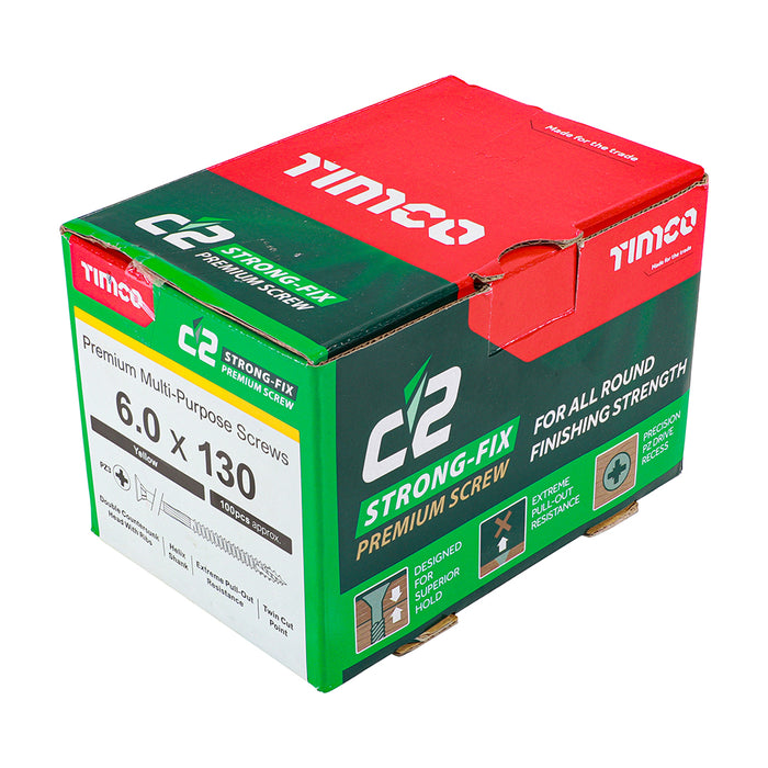 An image showing a box of TIMCO C2 Strong Fix PZ2 Multi Purpose Screws in the size 60 x 130