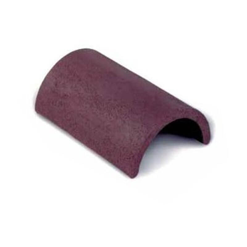 Image of a small Dreadnought Half Round Ridge Tile in 300mm. It is red against a white background.