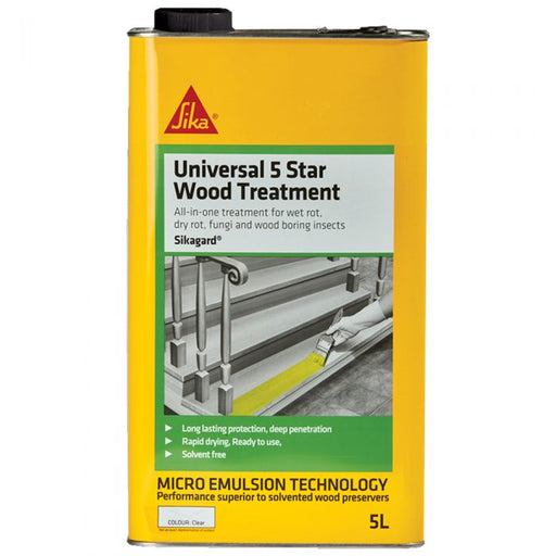 Sikagard Universal 5 Star Wood Treatment, Clear: 5ltr