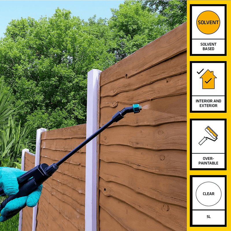 An image of Sikagard Universal 5 Star Wood Treatment being applied to a wooden fence