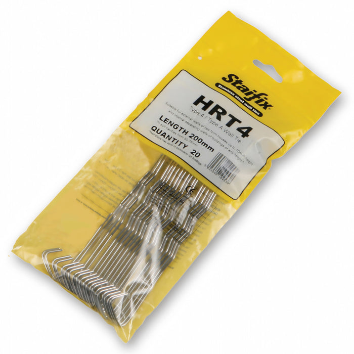 An image showing a bag of 20 ANCON Staifix HRT4 House Ties that are 200mm in length