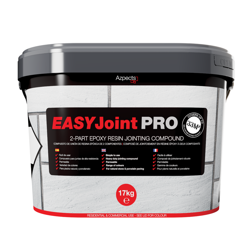Container of EASYJoint PRO 2-part epoxy resin jointing compound with Azpects branding.