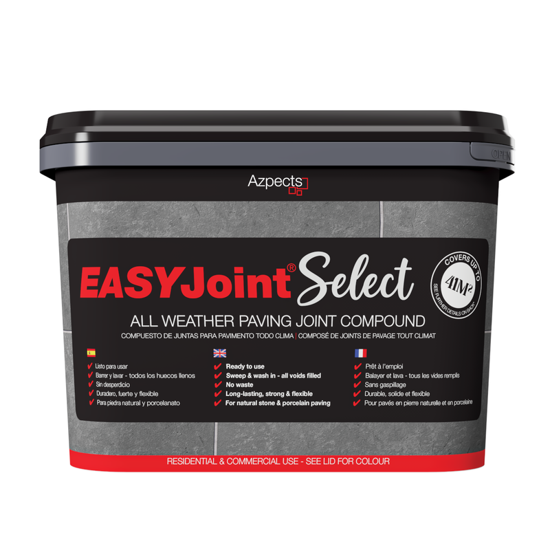 Container of EASYJoint Select paving joint compound with Azpects branding on a white background