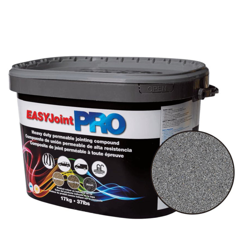An image showing a 17kg tub of Azpects EasyJoint PRO Heavy Duty Paving Jointing Compound in the colour Carbon