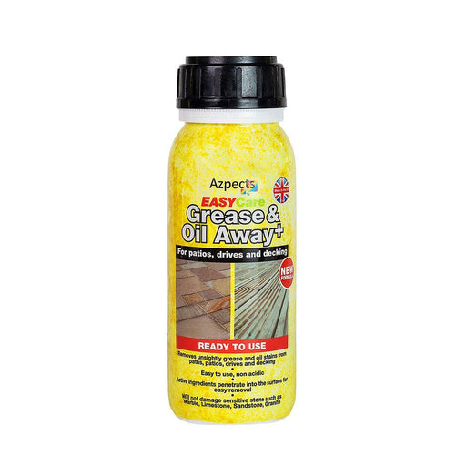 An image of easy care grease & oil away by Azpects. It is a 500ml yellow bottle against a white background