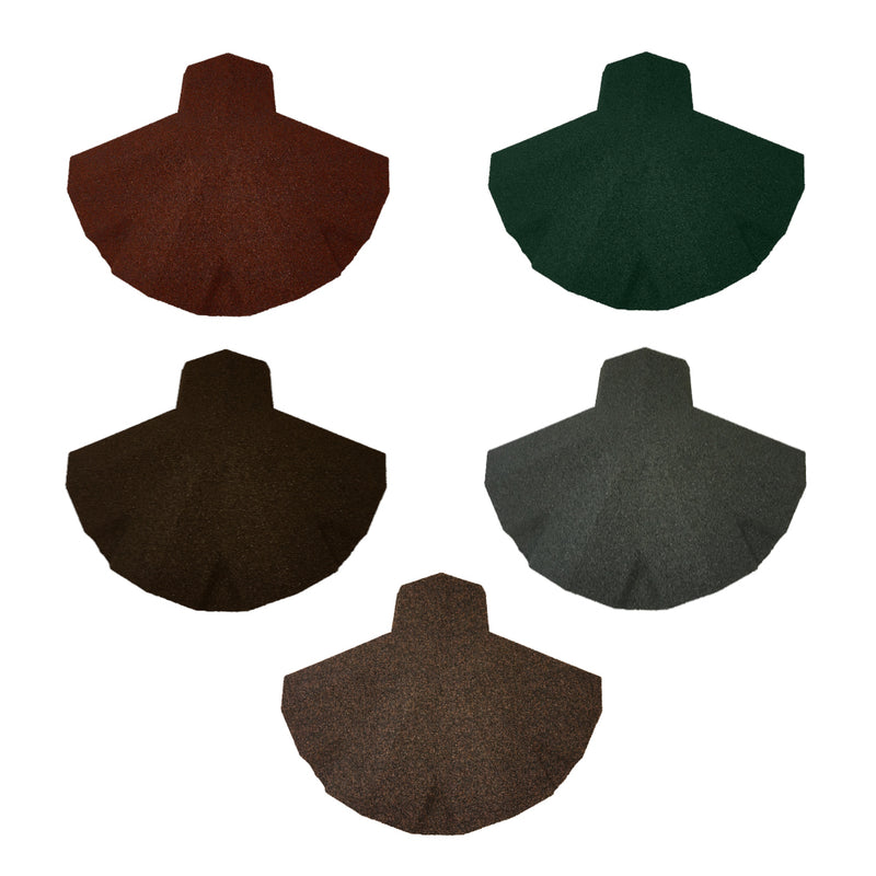 An image of the different colours the Britmet 5-Way Hip Top Cap comes in.  Bramble Brown, Rustic Brown, Rustic Terracotta, Tartan Green and Titanium Grey.