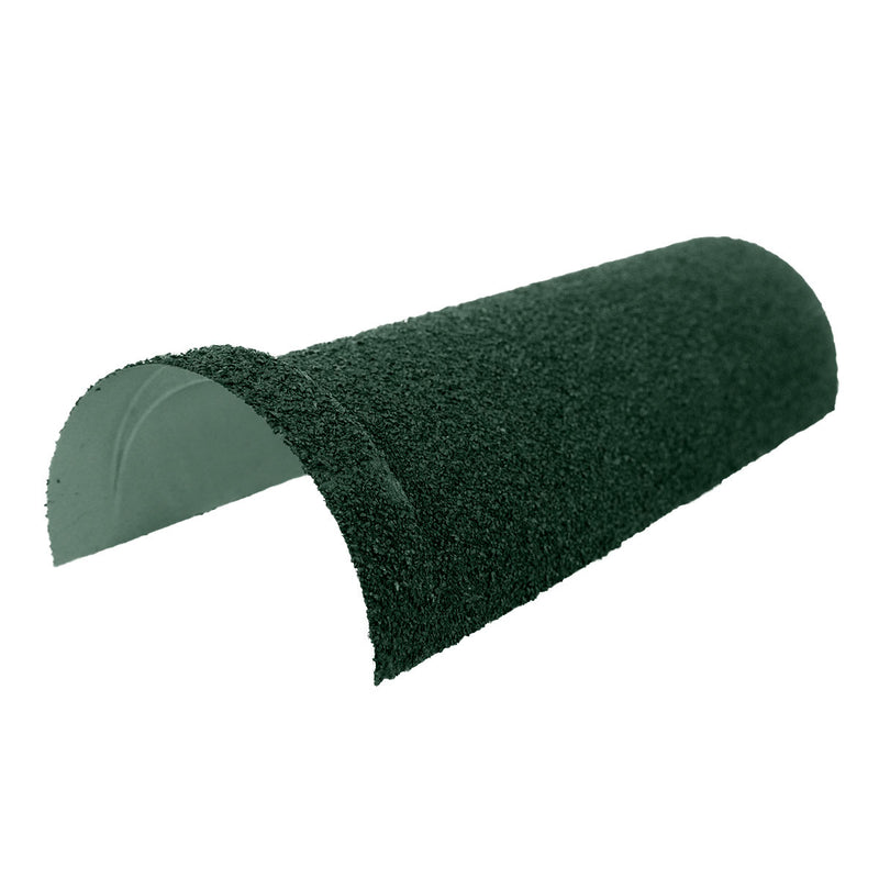 An image showing a Britmet Barrel Roof Ridge in the colour Tartan Green