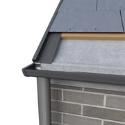 An image of a Britmet LiteSlate S Continuous Verge that what it looks like on the edge of a roof.
