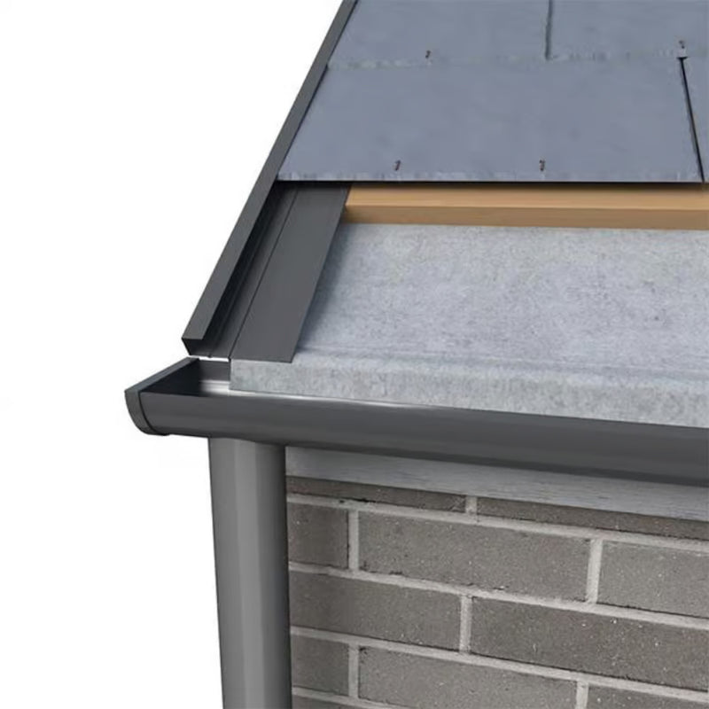 An image of a Britmet LiteSlate S Continuous Verge that what it looks like on the edge of a roof.