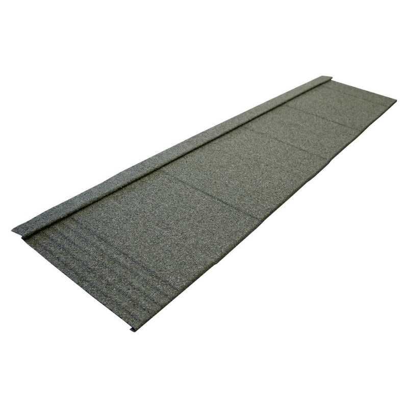 An image of a Britmet Lightweight Metal Roof Shingle in Tartan Green