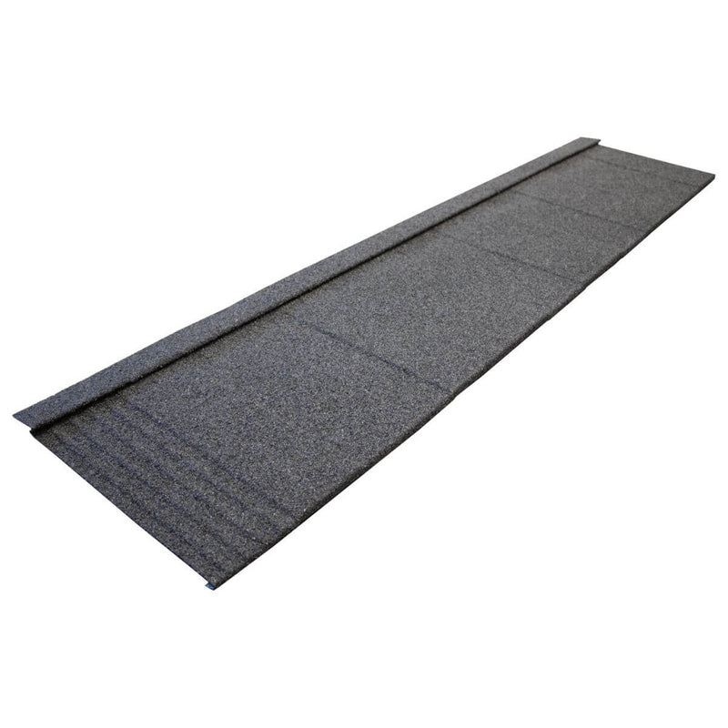 An image of a Britmet Lightweight Metal Roof Shingle in Titanium Grey