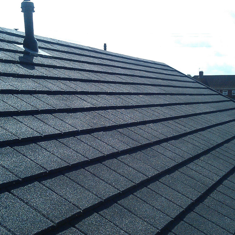 An image of a roof covered with Britmet Lightweight Metal Roof Tile Slate 2000
