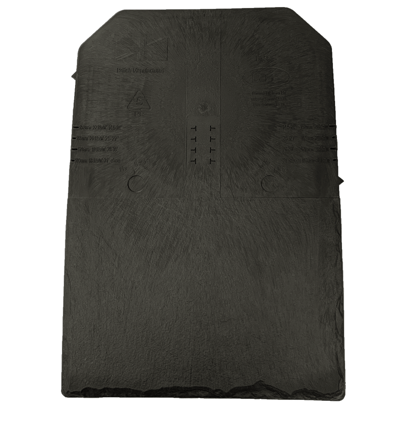 An image of a Britmet LiteSlate Roof Tile in the colour Charcoal