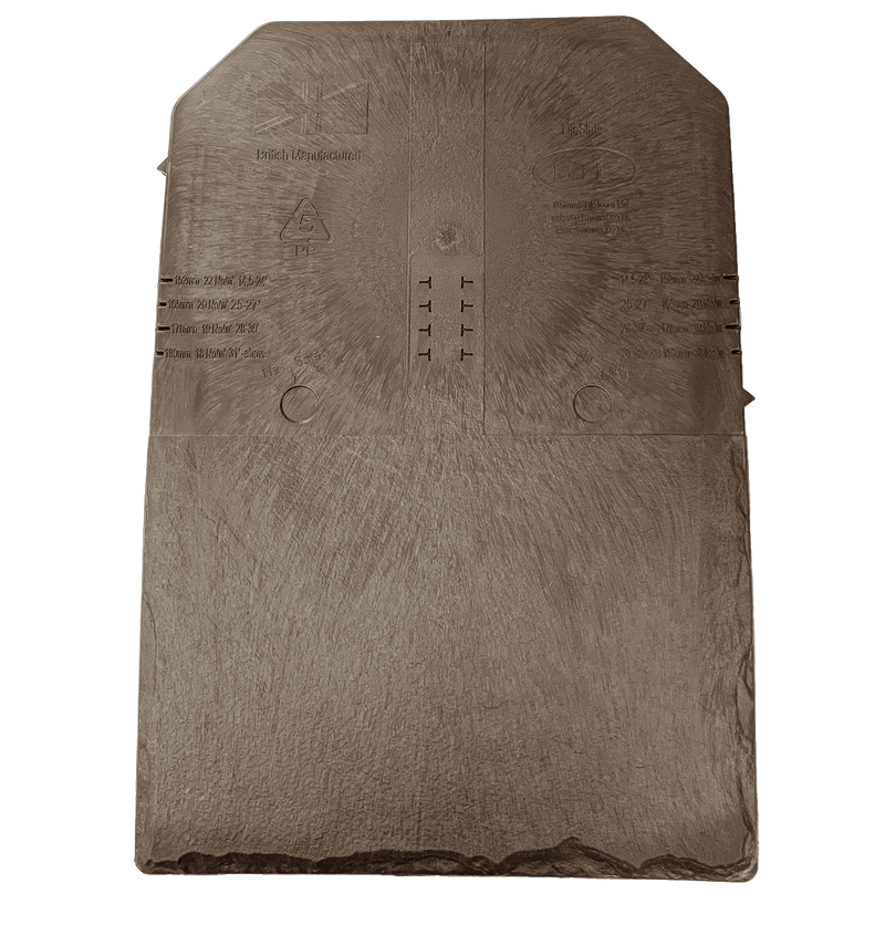 An image of a Britmet LiteSlate Roof Tile in the colour Oak