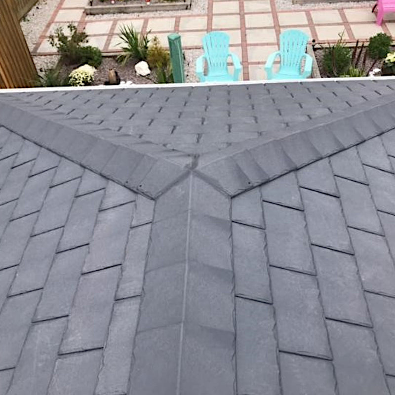 An image of a Britmet Liteslate Conservatory Roof With Ridge tiles fitted Amethyst