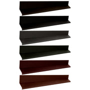 An image of the different colours of Britmet Pantile 2000 Roof Apron Flashing strips. Antique Red, Charcoal, Mid Grey, Tartan Green, Terracotta, Tudor Brown.