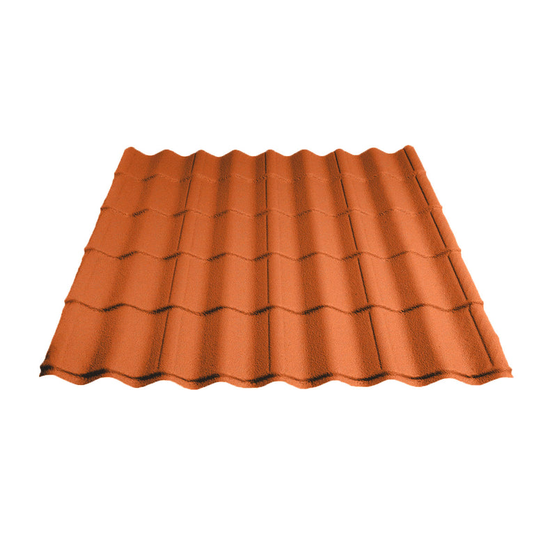 An image showing Britmet Pantile 2000 Roof Shingle Sheet in the colour Terracotta
