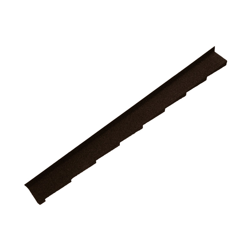 An image showing a Britmet Plaintile Roof Side Wall Left Hand strip in the colour Bramble Brown