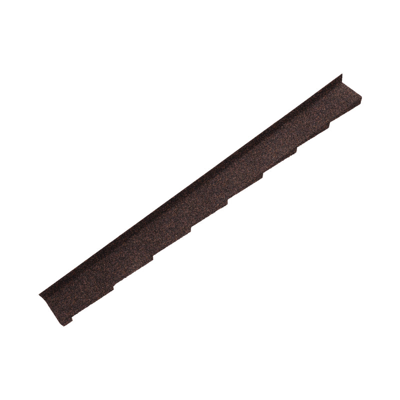 An image showing a Britmet Plaintile Roof Side Wall Left Hand strip in the colour Rustic Brown