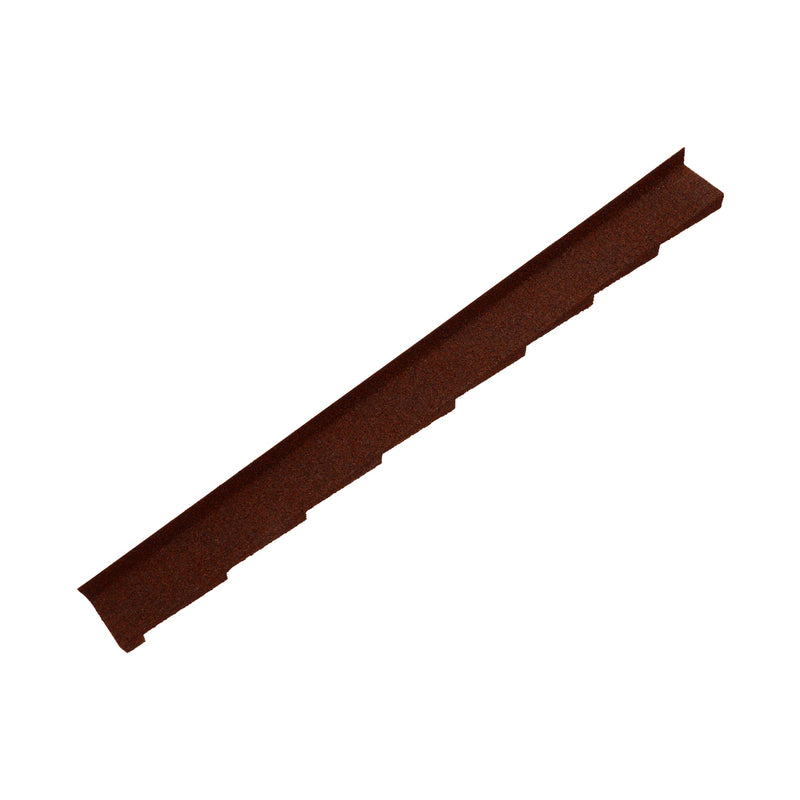 An image showing a Britmet Plaintile Roof Side Wall Left Hand strip in the colour Rustic Terracotta