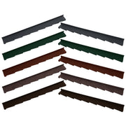An image of the different colours for the left and right hand Britmet Roof Side Wall. The colours are Bramble Brown, Rustic Brown, Rustic Terracotta, Tartan Green and Titanium Grey.