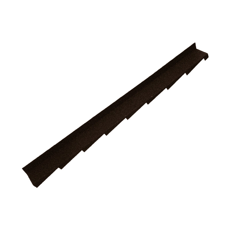 An image showing a Britmet Plaintile Roof Side Wall Right Hand strip in the colour Bramble Brown