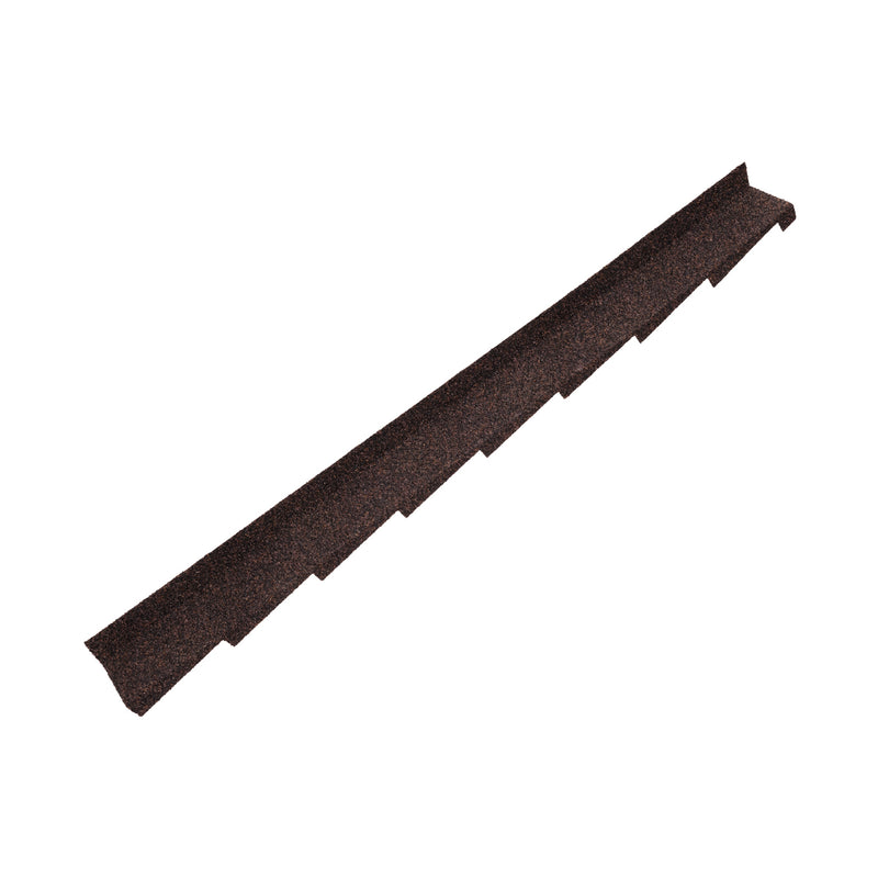An image showing a Britmet Plaintile Roof Side Wall Right Hand strip in the colour Rustic Brown