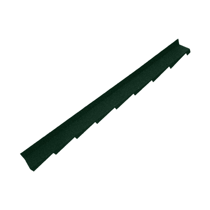 An image showing a Britmet Plaintile Roof Side Wall Right Hand strip in the colour Tartan Green