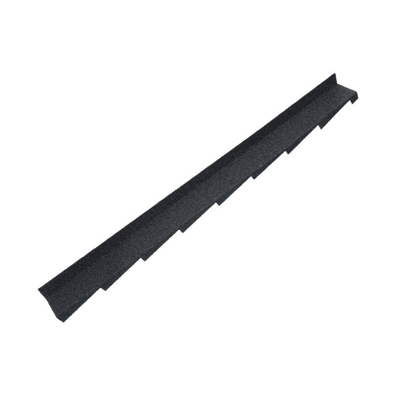 An image showing a Britmet Plaintile Roof Side Wall Right Hand strip in the colour Titanium Grey
