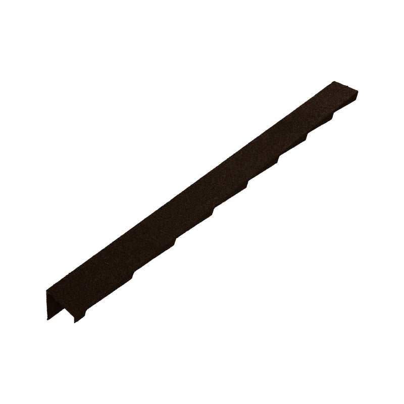 An image showing a Britmet Plaintile Roof Verge Left Hand in the colour Bramble Brown
