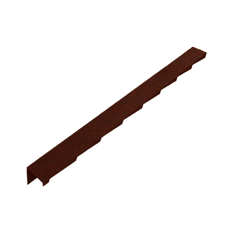 An image showing a Britmet Plaintile Roof Verge Left Hand in the colour Rustic Terracotta