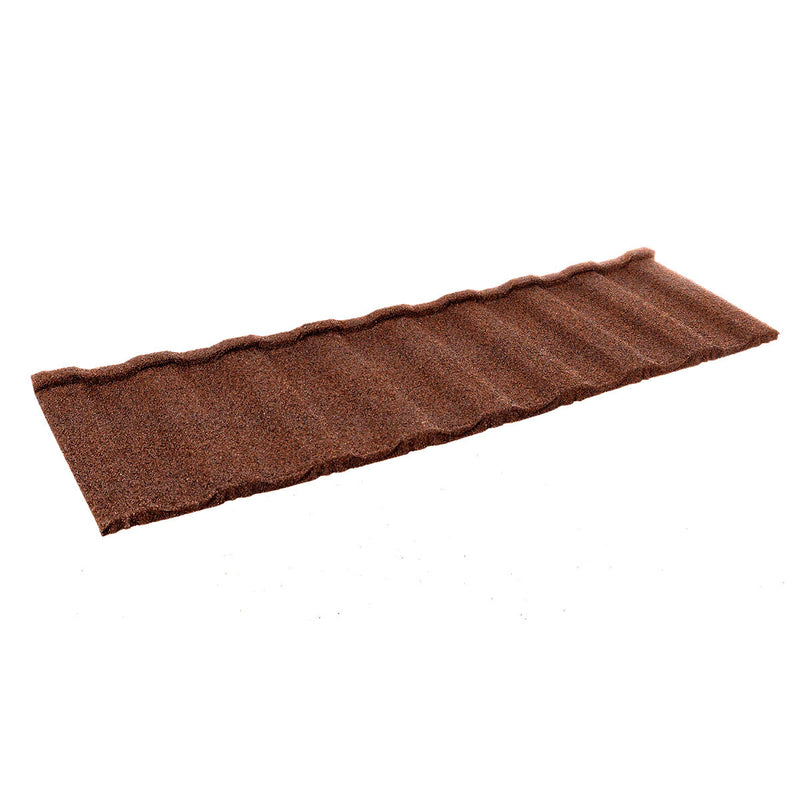 An image of a Britmet Profile 49 Roof Shingles strip in the colour Rustic Terracotta