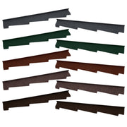 An image of the different colours for the left and right hand Britmet Roof Side Wall. The colours are Bramble Brown, Rustic Brown, Rustic Terracotta, Tartan Green and Titanium Grey.