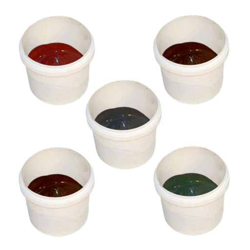 An image of the different colours of Britmet Roof Touch Up Kits. Bramble Brown, Rustic Brown, Rustic Terracotta, Tartan Green and Titanium Grey.