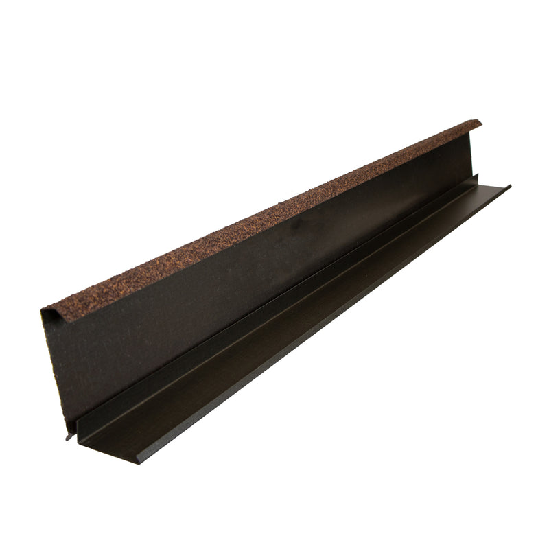 An image of a Britmet Two-Part Roof Barge Soaker in the colour Rustic Brown.