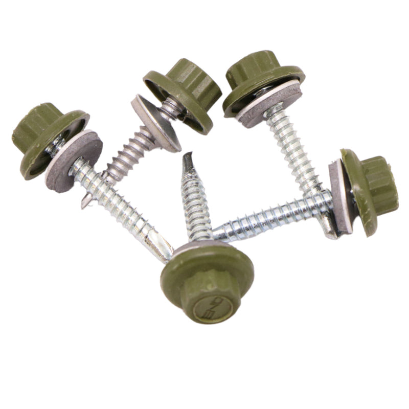 An image showing Britmet Stitching Fixing Screws in the colour Sage Green
