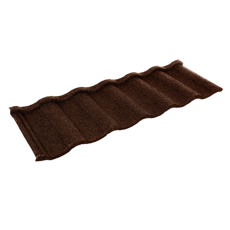 An image showing a Britmet Villatile Lightweight Roof Tiles in the colour Rustic Brown