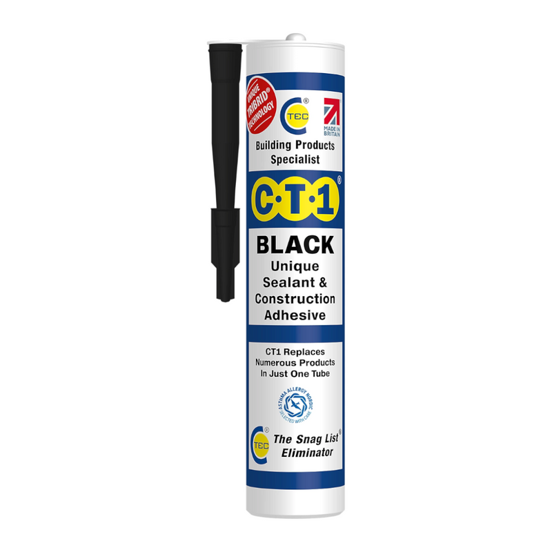 An image showing a Black CT1 Building Sealant and Construction Adhesive in a 290ml tube