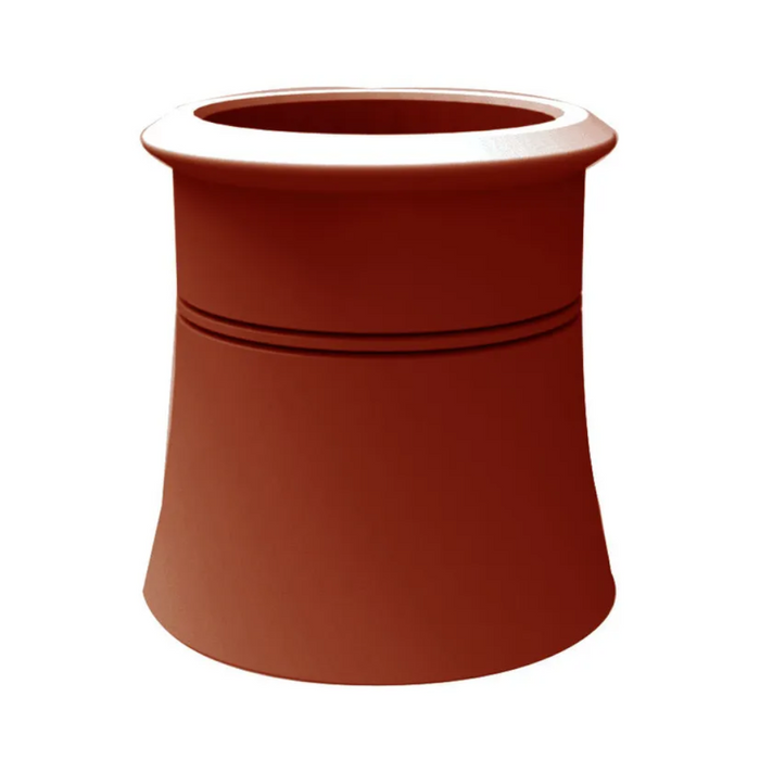 An image of a Cannonhead Clay Chimney Pot in Red. They are 300mm x 300mm in diameter.