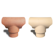 An image showing two Clay DFE Insert Spigots, one in Buff and one in Red. They are 205mm x 420mm in size.