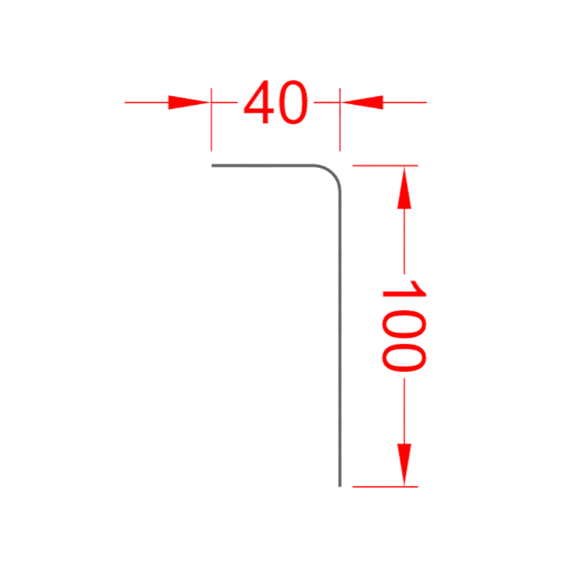 An image of a Cromar Simulated Lead Flashing showing the dimensions of 40mm x 100mm