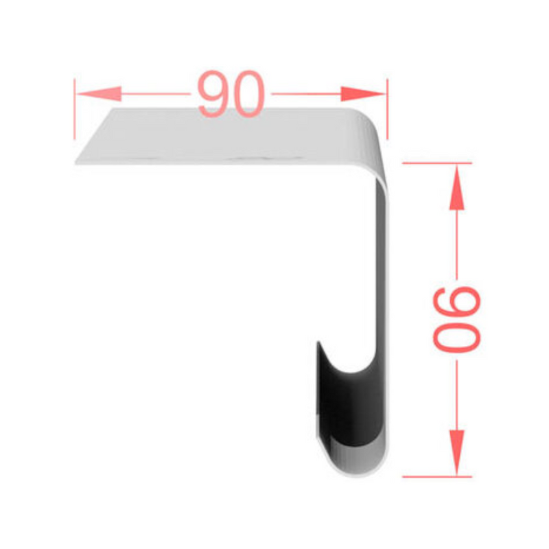 An image of Cromar Standard Drip Trim. showing the dimensions of 90mm x 90mm.