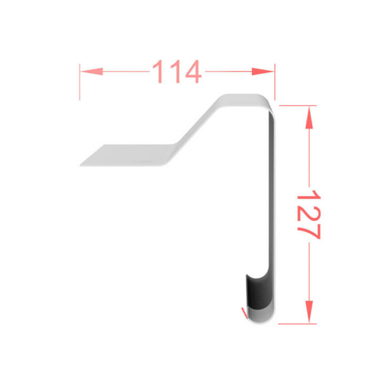An image of a Cromar Standard Raised Edge Trim showing its dimensions of 114mm x 127mm