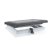 An image of Dakea Vented Flat Roof Window FGT B200 and FRF B600. This image shows it open with the electric opener.