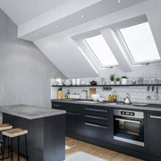 An image of Dakea Better Energy Centre Pivot Roof Window fitted into a kitchen to show what they look like