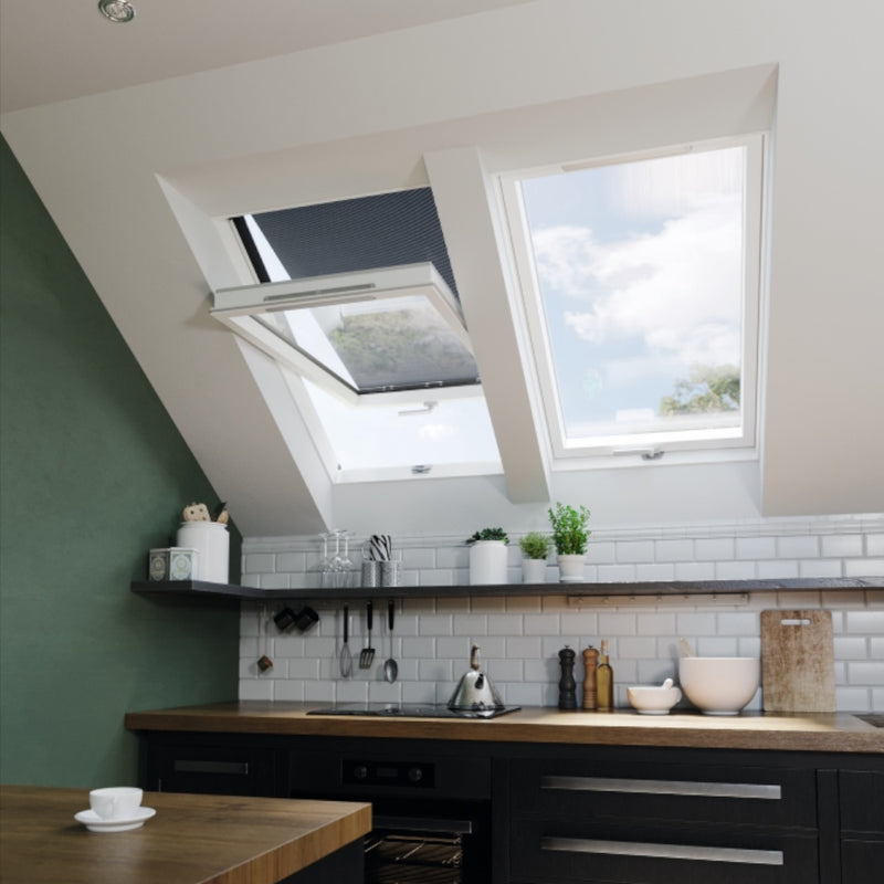 An image of Dakea Better Energy Centre Pivot Roof Window fitted into a kitchen to show what they look like